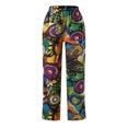 thumbnail image 5 of Pantalones de pierna ancha retro de algodón y lino sueltos casuales con estampado de mujer de moda Fridja  hfkajh98838, 5 of 5