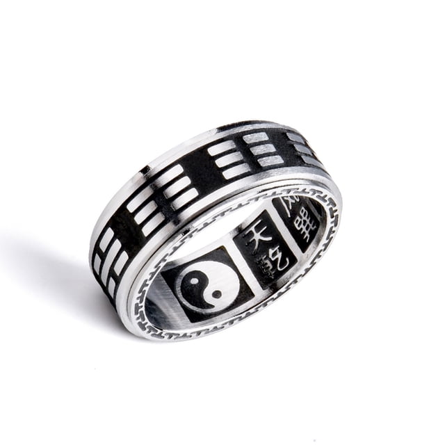 Anillo Giratorio Bagua Sonducket Moda Punk Acero Titanio