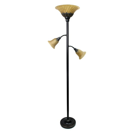 Elegant Designs 3 Light Floor Lamp with Scalloped Glass Shades