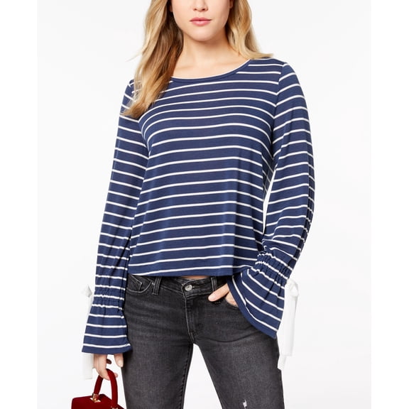 Maison Jules Striped Bell-Sleeve Sweater Womens XXS Blue sweater MSRP $65