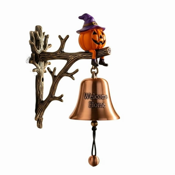 Halloween Doorbell Decoration, Pumpkin Doorbell, Halloween Porch Decor with Hanging Pumpkin-Shaped Clapper, Wall-Mounted Spooky Welcome Home Accent for Gothic-Themed Interiors
