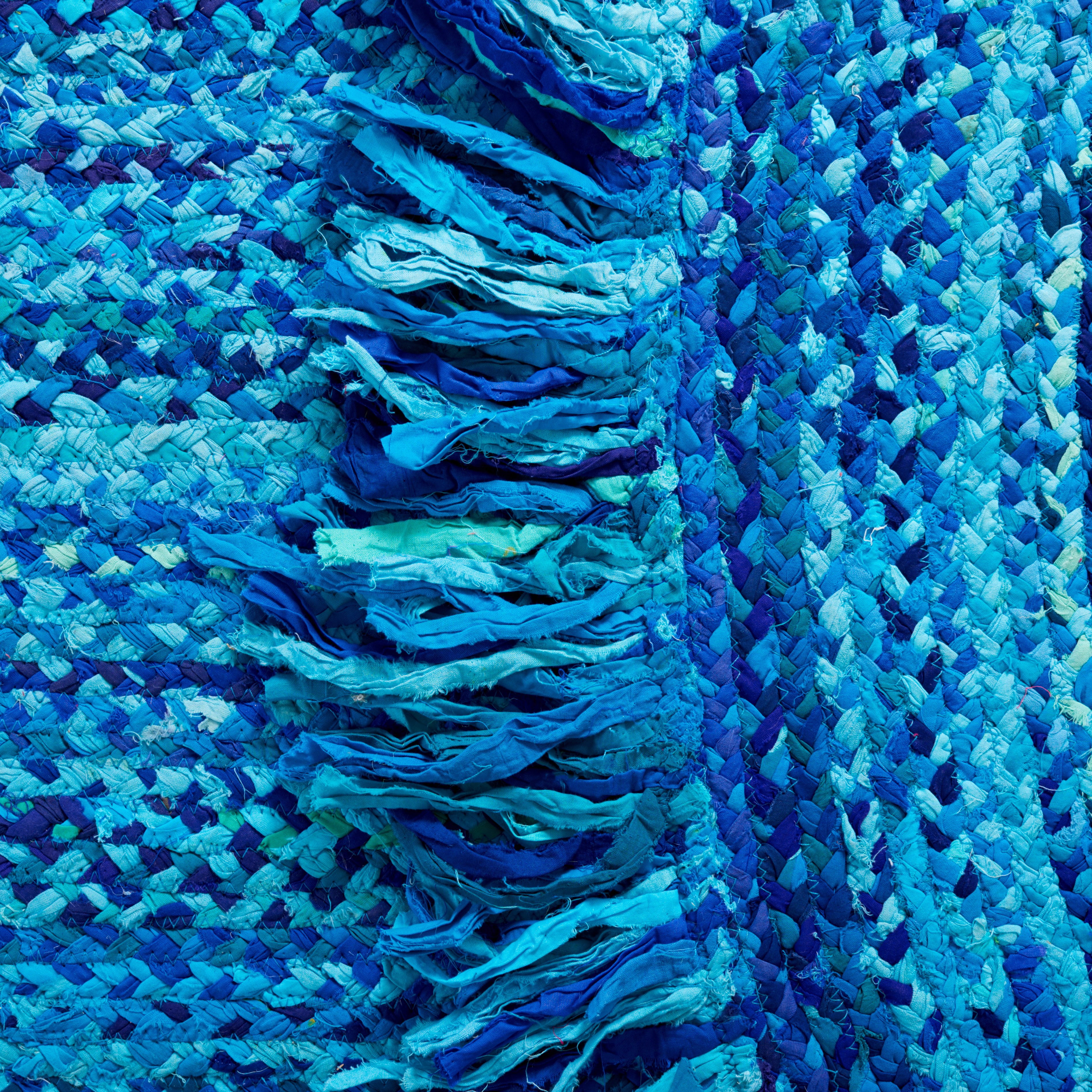 SAFAVIEH Braided Paisley Transitional Cotton Reversible Area Rug, Turquoise, 4' x 6' Oval