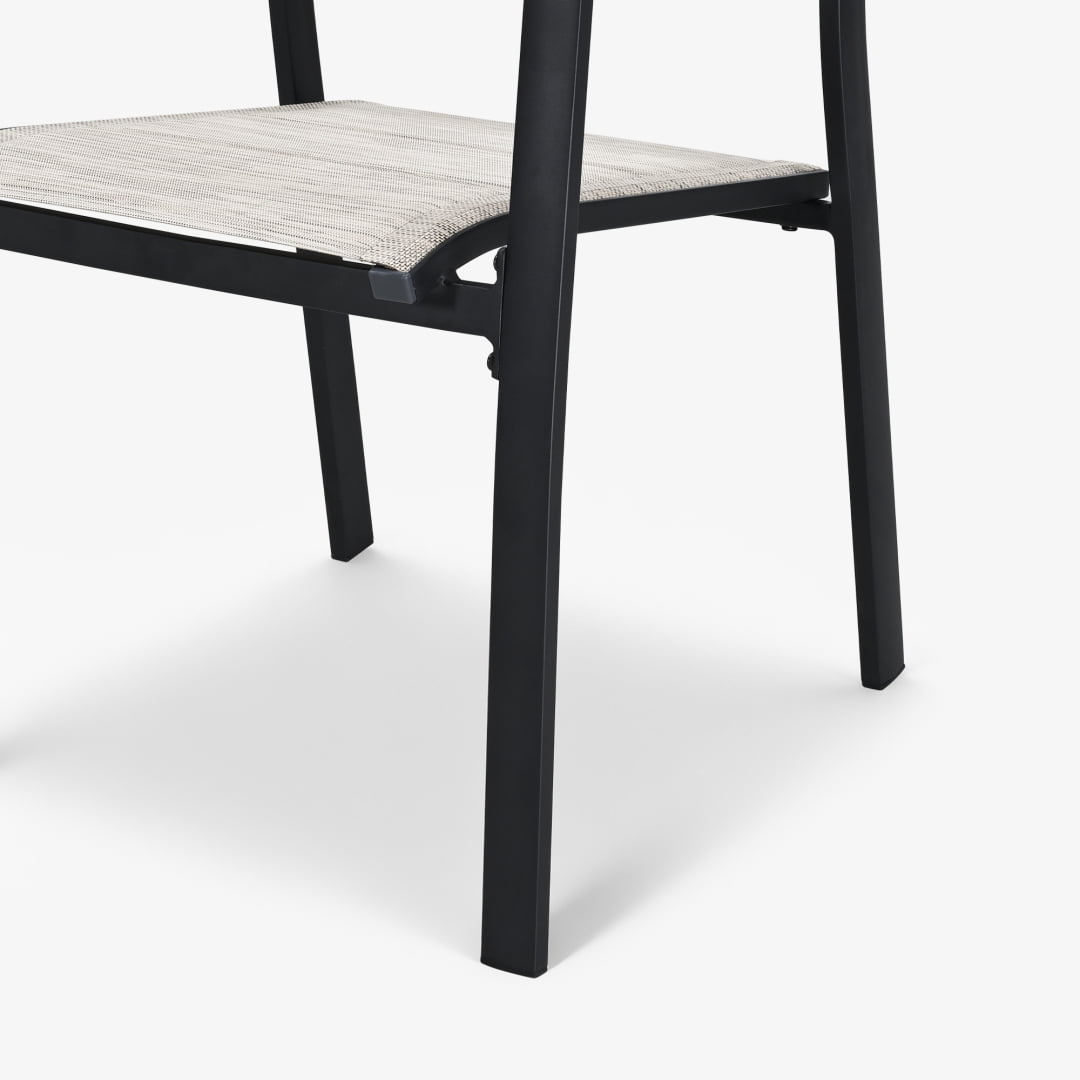 2-Piece Outdoor Patio Dining Chairs, Large Aluminum Frame Stackable Armchairs (Weight Capacity 275 lbs), Limed Oak