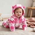 thumbnail image 4 of Maqroz Kids Boy Girl Plaid Fleece Romper Long Sleeve Hooded Jumpsuit Pajamas Winter Warm Bodysuit Sleepwear, 4 of 6