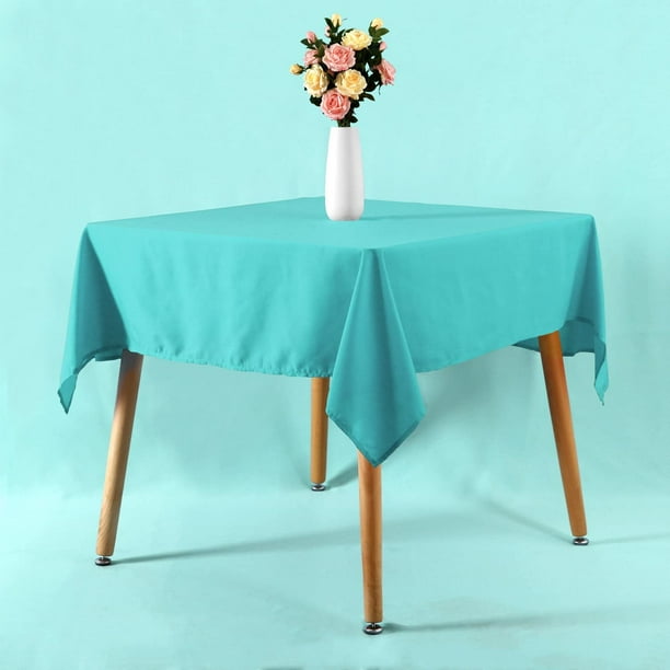 Decorative Tablecover Square Cloth Polyester Cotton Tablecloth Water Resistant Cover For Card Table 54x54 Sky Blue Com Decorative Tablecover Square Cloth, Card Table Cover Square