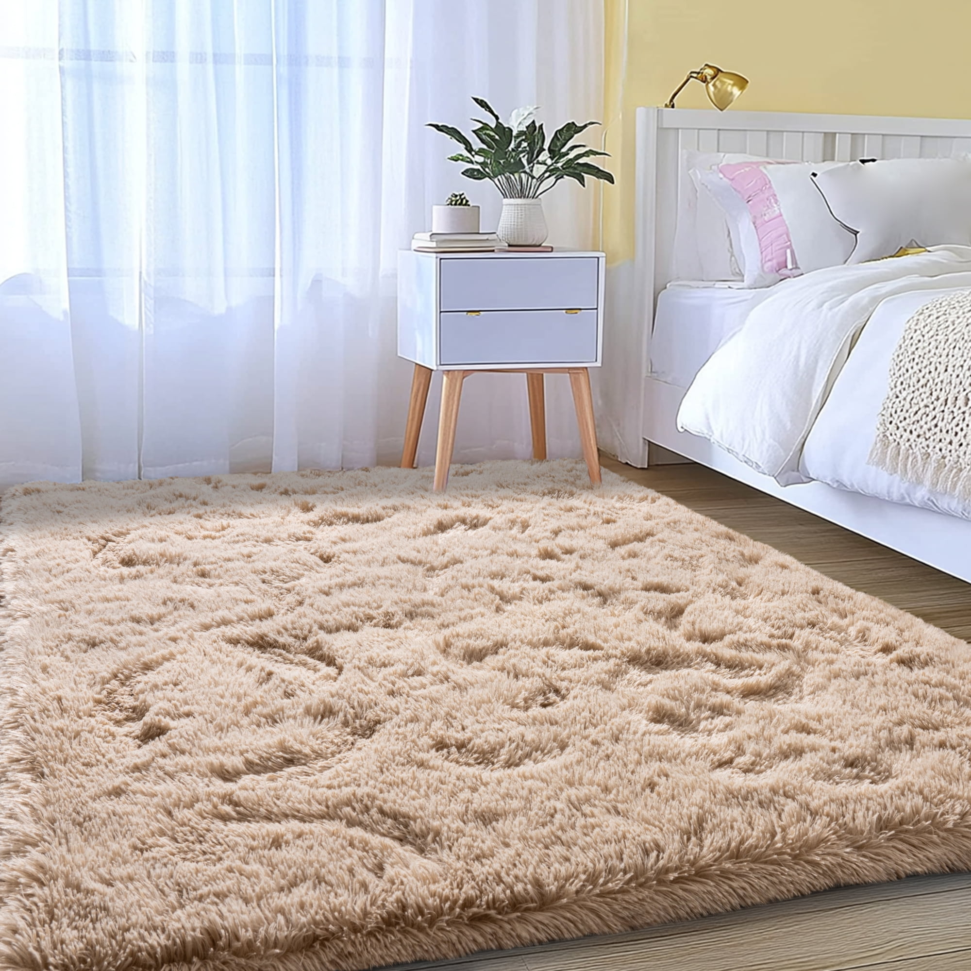 Socofuz 5x7ft Fluffy Rug for Living Room, Non-Slip Carpet Suitable for Bedroom Nursery Kids Girls Room Home Decoration