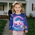 thumbnail image 3 of Yuyamidu Galaxy Axolotl Sweatshirt for Toddler Girls 1T 2T Cute Graphic Crewneck Sweatshirts Soft Lightweight Long Sleeve Ruffle Shoulder Pullover Tops for School Outdoor Play, 3 of 8