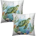 thumbnail image 2 of Sea Turtle Throw Pillow Covers 16X16 Inch Set of 2 Starfish Coral Outdoor Decorative Cushion Cases for Couch Sofa Bed Home Living Room, 2 of 6