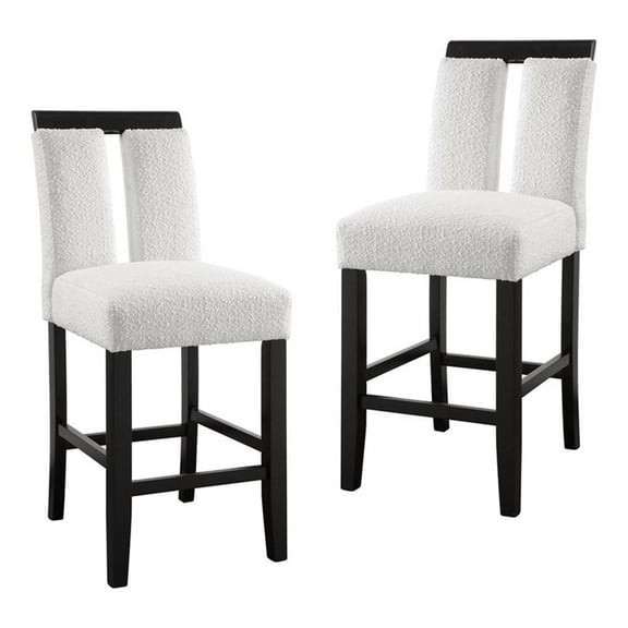 Bowery Hill Fabric Upholstered Counter Chairs in Black (Set of 2)
