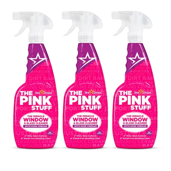 Stardrops - The Pink Stuff - The Miracle Window & Glass Cleaner with Rose Vinegar 3-Pack Bundle (3 Window & Glass Cleaner)