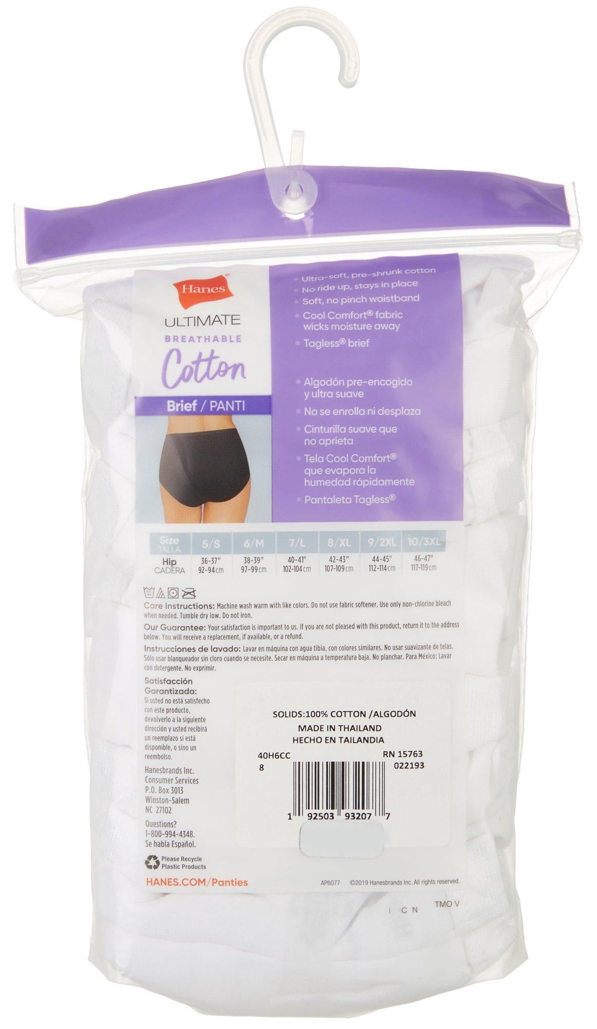 Hanes Ultimate Women's Breathable Brief Underwear, 6-Pack Sugar Flower Pink/ White/Concrete Heather/Black/Purple Vista Heather/Purple Floral Print 6 