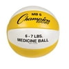 Champion Sports MB6 6 - 7lb Leather Medicine Ball (Yellow/White)