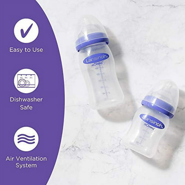 Lansinoh Glass Baby Bottles For Breastfeeding Babies, Includes 4 Medium  Flow Nipples (Size 3M), 8 Ounce (Pack Of 4) - Imported Products from USA -  iBhejo