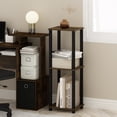 thumbnail image 2 of Furinno Simplistic Toolless Assembly Set of 2 Side Table, Rustic Brown 2-Tier End Table, Open Shelf Night Stand, Bedside Table for Living Room, Bedroom, Home Office, Amber Oak/Black, 2 of 5