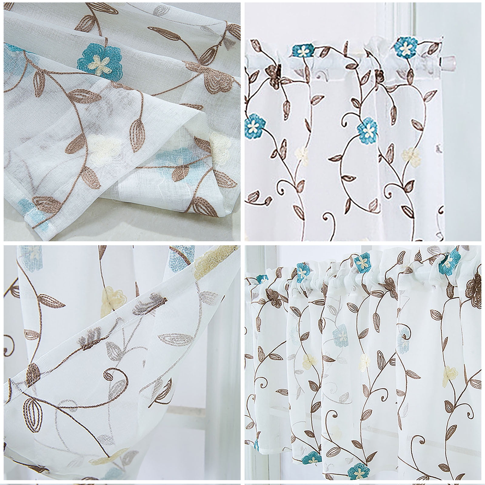 Giyblacko Blackout Curtains Floral Curtains Kitchen Coffee Curtains Bedroom Rod Curtains Lace Short Curtains Lace Curtains 24 X 35 Inch 2 Panels