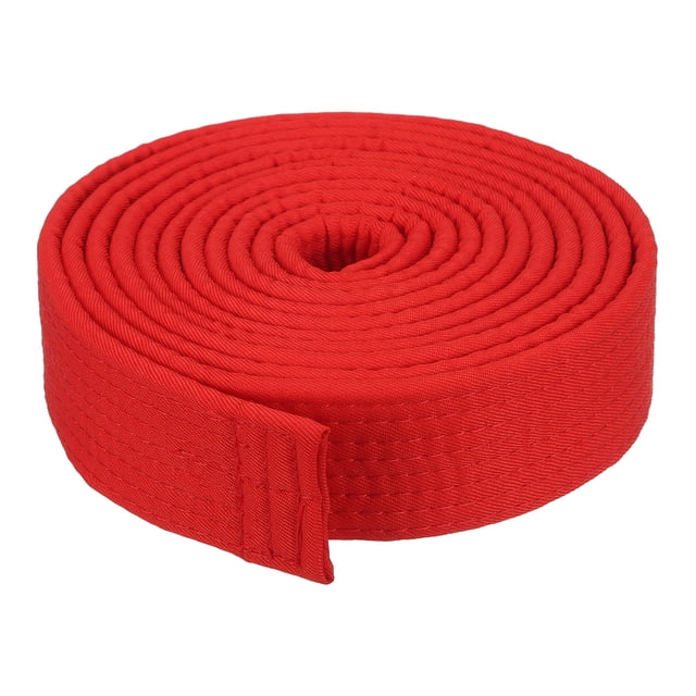 Cinturón de clasificación de Taekwondo Uxcell, cinturón de artes marciales de poliéster Judo Karate para prácticas de enseñanza de entrenadores rojo 9.8 pies