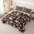 thumbnail image 3 of Feelyou Cute Halloween Ghost Quilt Full, Fashion Leopard Print Star Full Bedspread Sets, Black Orange, 3pcs, 1 Comforter and 2 Pillowcases, 3 of 7