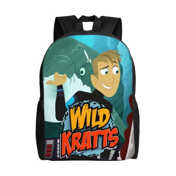 Anime Wild Cartoon Kratts Backpacks Large Capacity Shoulders Daypack Unisex Casual Knapsack Rucksack Student Satchel Bookbag