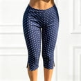 thumbnail image 2 of YMNXA Women's Capri Pants High Waist Polka Dot Print Comfortable Fashion Breathable Trousers For Casual Daily Wear,Blue,S, 2 of 4