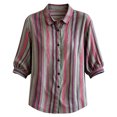 thumbnail image 6 of PBFRDSJ Womens 3/4 Sleeeve Striped Button Down Shirt Vintage Collar Loose Fit Casual Blouse for Office Business, 6 of 6