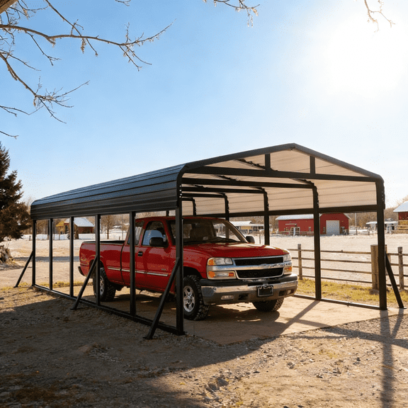 12x25FT Heavy Duty Metal Carport | Snow-Load Resistant Iron Roof | All-Weather Shelter for Cars, Trucks, Boats & Equipment | Quick Assembly | WUKHG