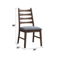 thumbnail image 2 of 2 Dark Gray Linen & Walnut Side Chair . Solid Wood With Soft Padded Seat. Foam Density D24. 220lbs Weight Capacity. 19" Seat Width. 17" Depth. 20" Height. 22.15in Product 19.96in 37.75in No Storage, 2 of 3