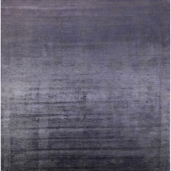 Ahgly Company Indoor Square Mid-Century Modern Purple Navy Blue Oriental Area Rugs, 8' Square