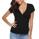 thumbnail image 3 of Camiseta ajustada para mujer, camiseta ajustada con cuello de TV para mujer, camiseta de manga corta para mujer, salida de alta intensidad, 3 of 6