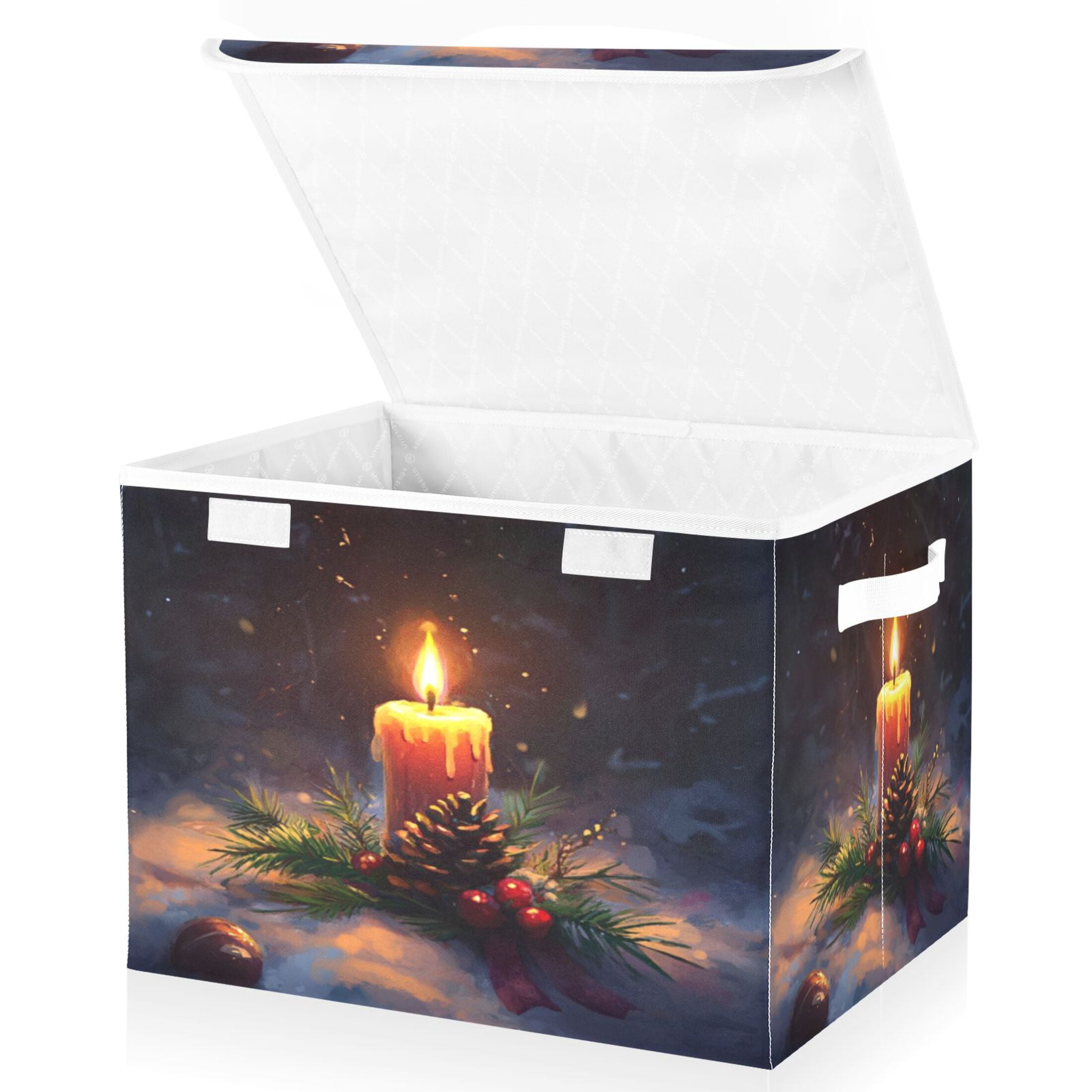 Storage Box With Lid 16.5x12.6x11.8In Foldable Stacked Household Storage Box Christmas Candle Picture