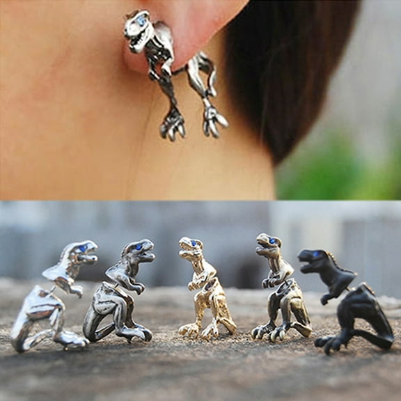 SmartBy Ear Studs Punk Dinosaur Shape Alloy Exquisite 3D Animal Stud Earrings for Party
