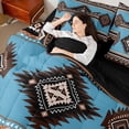 thumbnail image 4 of Manfei Bohemian Aztec Twin Bedding Sets 7-Piece for Children Teens Adults,Exotic Style Bedding Comforter Set Microfiber,Hippie Tribal Breathable Sheet Sets,Ultra Soft Home Decor,Reversible, 4 of 8