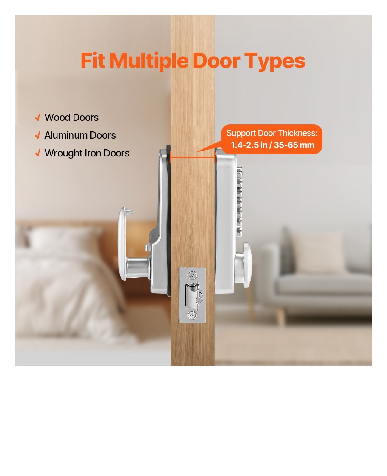 Keyless Entry Door Lock Mechanical Door Lock Mechanical Keypad Door Knob Single-Side Keyless Lock ,Keyless Entry Deadbolt