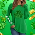 thumbnail image 3 of Ohufall Women's St Patrick's Day T-Shirt Lucky Irish Long Sleeve Shamrock Graphic Tees Tops, 3 of 6