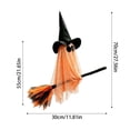 thumbnail image 2 of Halloween Ghost Riding Broom Decoration, Hanging Witch Hat Ghost Decor with Broomstick Design Lightweight Structure And Easy Suspension, Festive Decoration, Spooky Halloween Decorations, 2 of 5