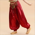 thumbnail image 3 of TiaoBug Kids Girls Satin Belly Dance Bloomers Elastic Waistband Harem Pants B Burgundy 11-12, 3 of 5