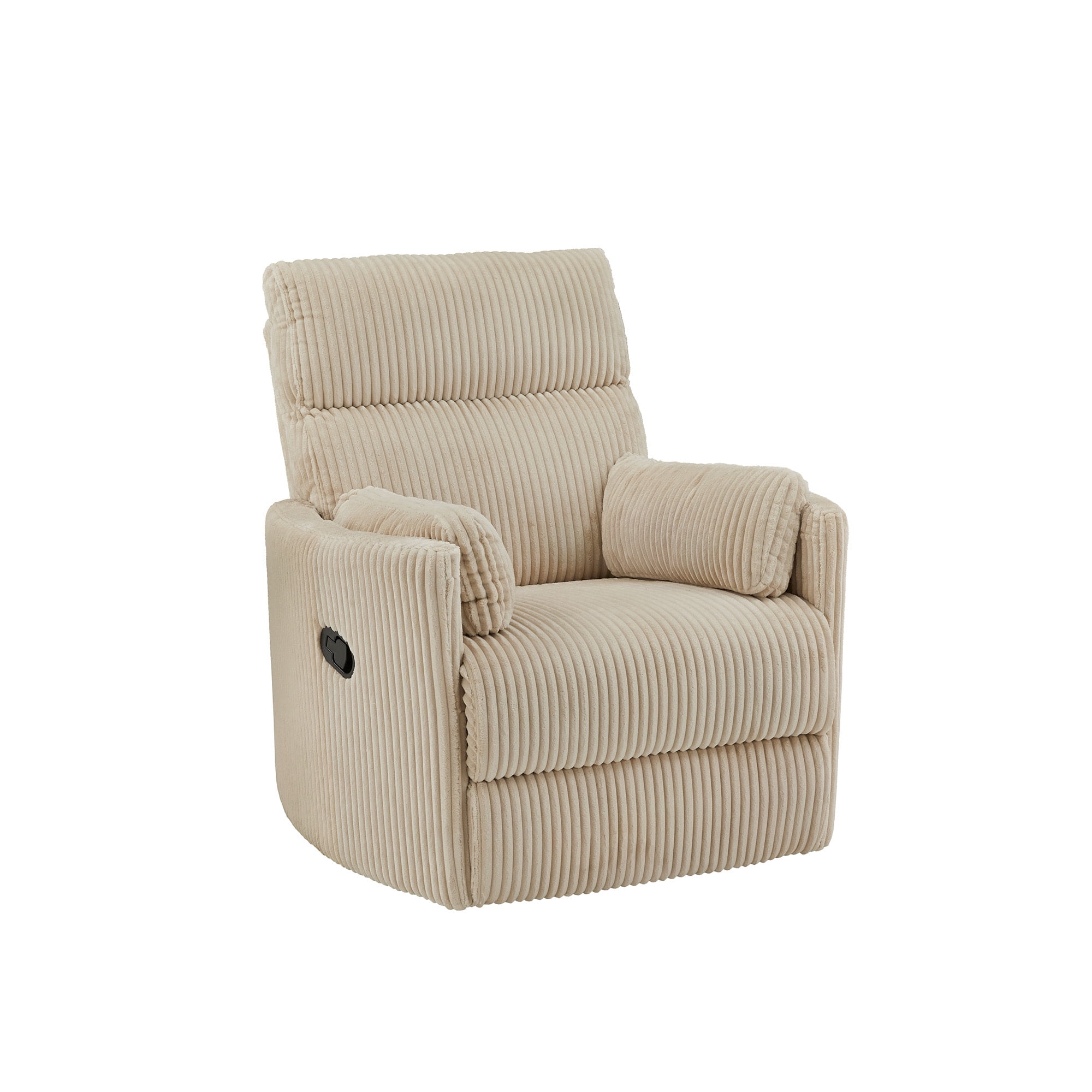Weston Home Sloan Plush Corduroy Fabric Manual Swivel Glider Recliner, Beige
