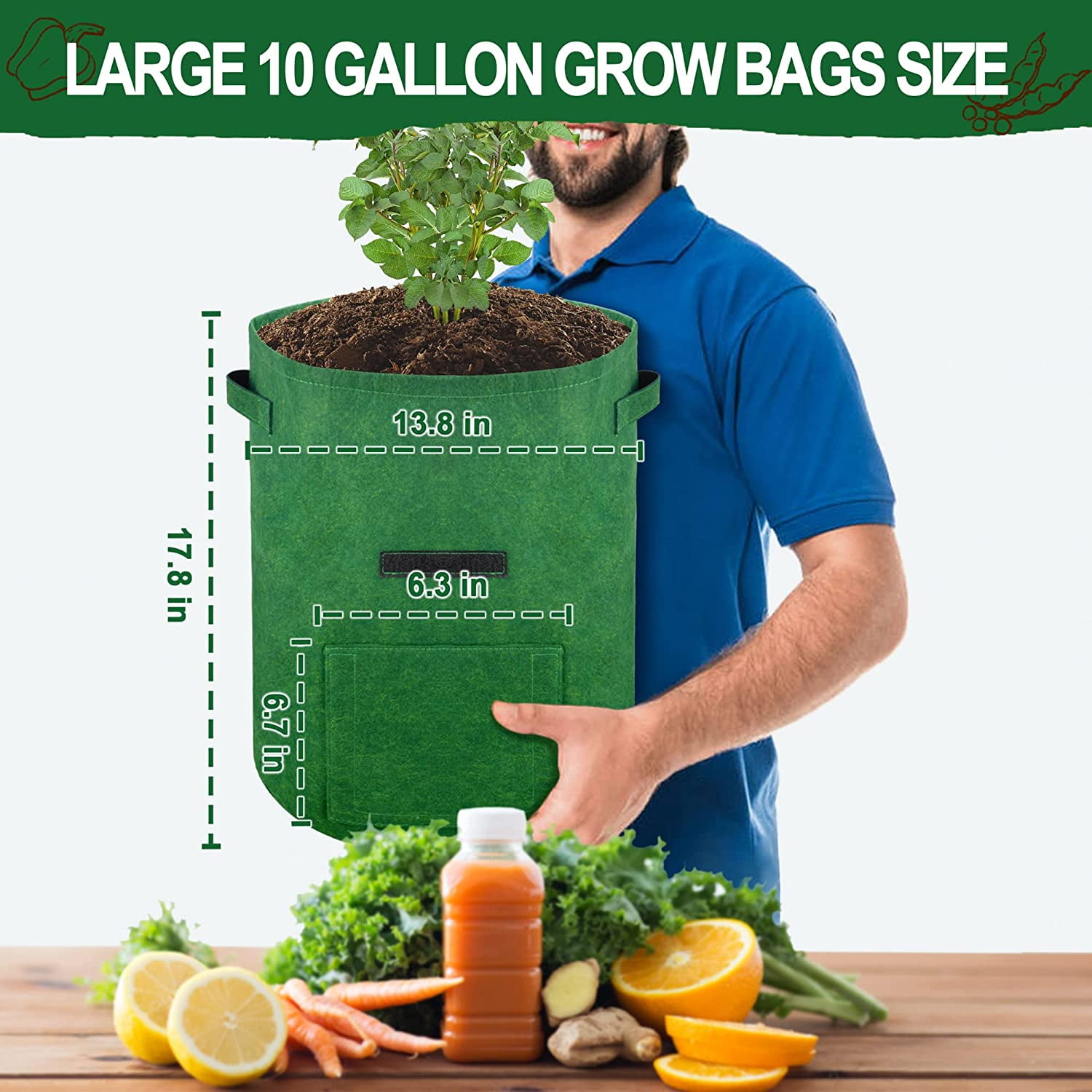5packs 10 Gallon Potato Grow Bag Heavy Duty Potato Bags For Growing  Potatoes Fabric Potato Grow Ba  Fruugo NO