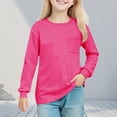 thumbnail image 2 of Posijego Big Girls Pocket T-Shirts Plain Long Sleeve Shirt Little Girl Crew Neck Soft Basic Tee Shirts 5-14 Years, 2 of 8