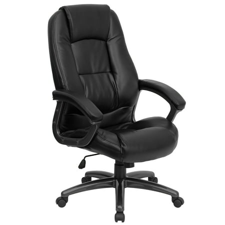 UPC: 0812581017649 | Flash Furniture Jules High Back Black LeatherSoft Executive Swivel Ergonomic Office Chair with Deep Curved Lumbar and Arms
