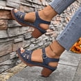 thumbnail image 5 of IWRICH Low Chunky Heels for Women ​dressy Wedge Platform Sandals ​summer Casual Footwear ​with Adjustable Straps Navy 9.5, 5 of 9