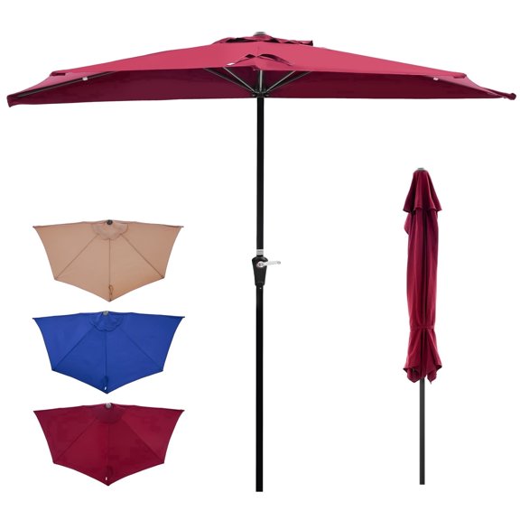 SHOUFTW 10FT Square Cantilever Patio Umbrella with LED Lights, 360° Rotation & Tilt System, Deluxe Offset Outdoor Umbrella for Patio, Garden, Deck, Poolside or Backyard, Red