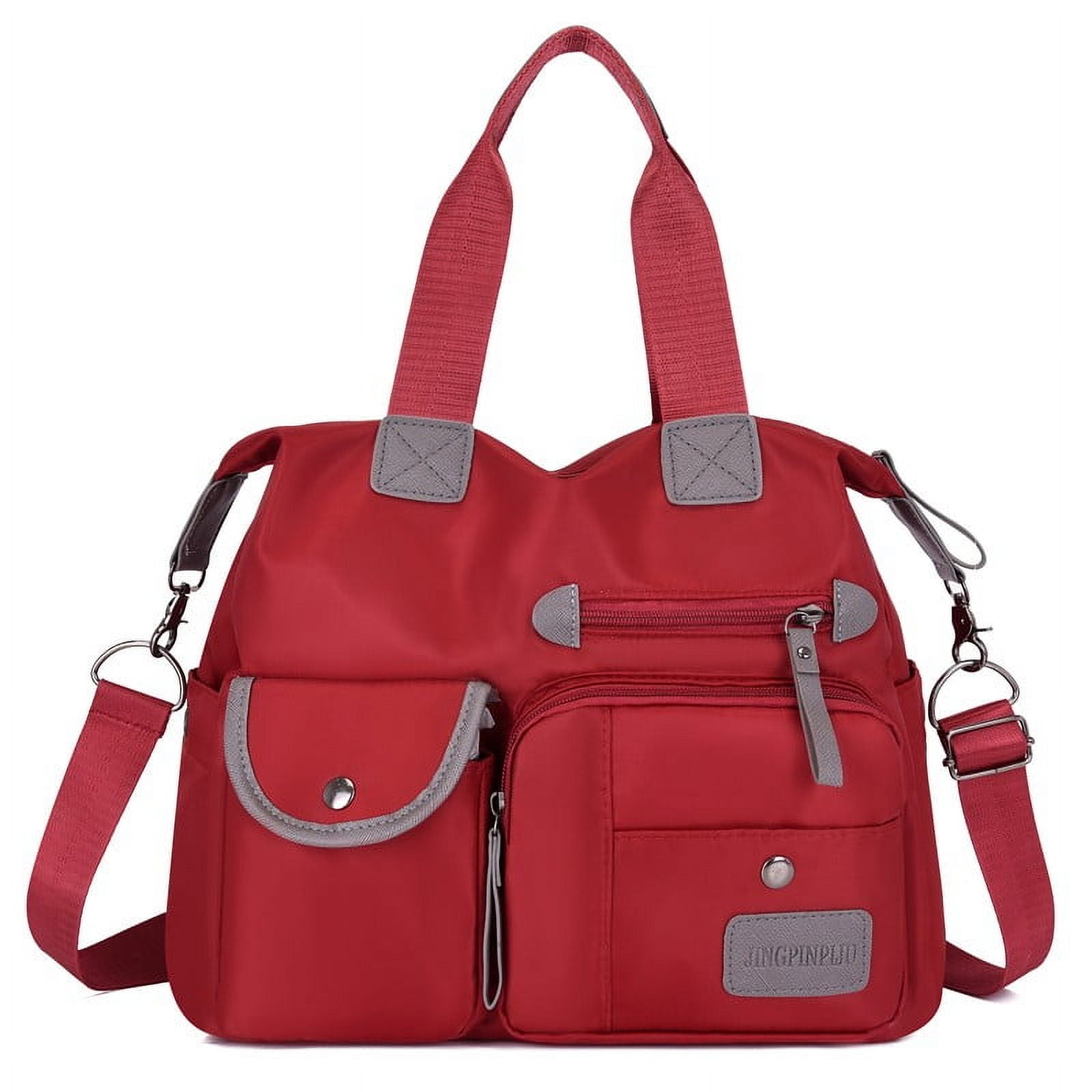 Nylon Crossbody Bags for Women Trendy Purses and Handbag Travel Large Cross Body Bag Retro Totes Anti Theft Shoulder Bag for Ladies with Multi Pocket Red