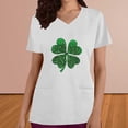 thumbnail image 2 of lcziwo St Patricks Day Scrub Tops for Women Fashion Shamrock Graphic Irish Shirts V Neck Short Sleeve Nursing Uniform Scrubs White XXL, 2 of 5