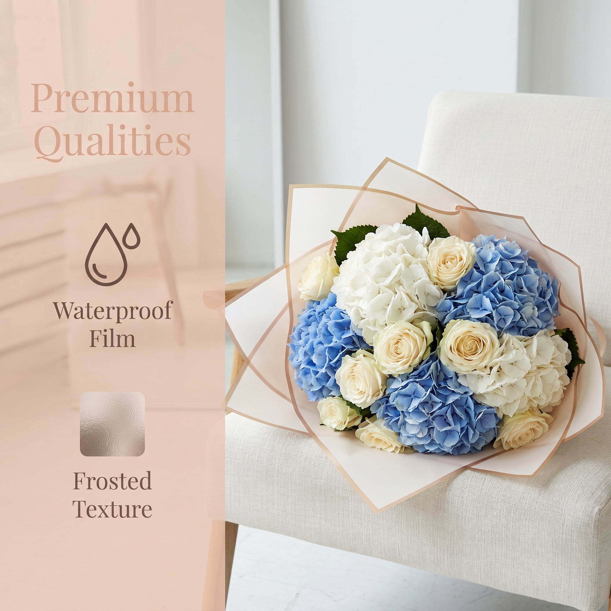 Unique Bargains 20Pcs Waterproof Matte Gift Wrapping Paper Sheets Apricot White 22" x 22"