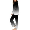 thumbnail image 5 of Womens Pajama Sets 2 Piece Lounge Sets for Women Fashion Graphic V Neck Long Sleeve Top and Elastic Waist Pants (XL, Black), 5 of 7