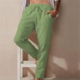 thumbnail image 2 of Ketyyh-chn99 Mens Pants Casual Solid Jogging Elastic Mid Waisted Sports Pants Green,2XL, 2 of 5
