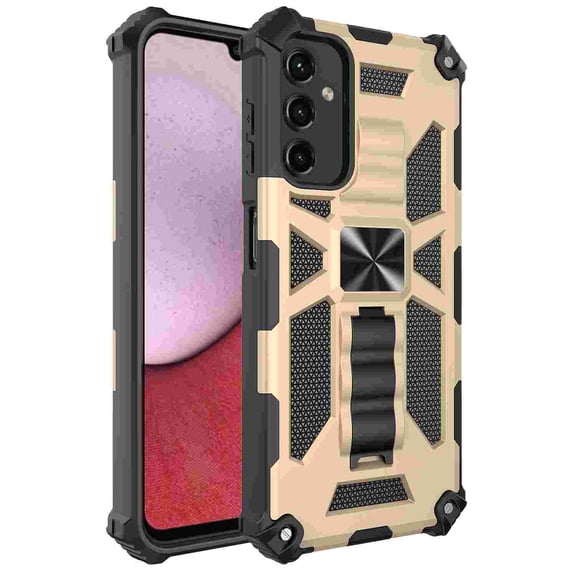 for Samsung Galaxy S26 Case, Military Grade Protective Rugged TPU Bumper Drop Proof Durable Armor Design Shockproof Tough Matte Phone Cover with Kickstand for Samsung Galaxy S26, Gold