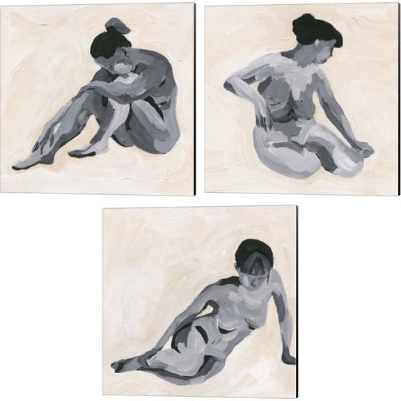 Great Art Now Intimity by Melissa Wang 3 Piece Canvas Art Set Each 14"W x 14"H