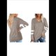 thumbnail image 1 of Camiseta de Cuello en V para Mujer, Camiseta Informal de Larga con Bloques de Color Caqui L, 1 of 7