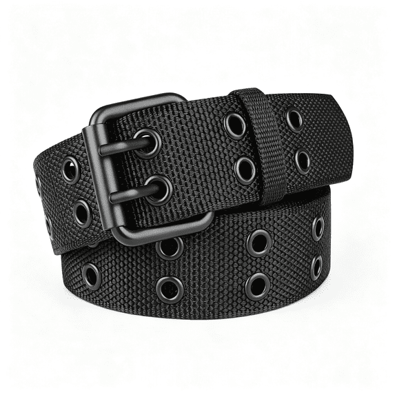 TELOLY Double Prong Belt Plus Size 39 to 71'' Black Grommet Nylon Belts for Men Women Unisex Big and Tall Belts for Men